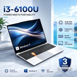 Xiaman Business Laptops 15.6" Intel Notebook PC Ultra Slim Laptop Intel Core i3-6100U 16GB RAM 1TB SSD Windows 11 Office Gaming Study Home Use Compute Fingerprint unlock Backlit Keyboard