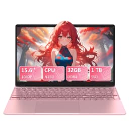 Pink 15.6" Fhd Ips Laptop with Intel N150, 32Gb Ddr4 Ram, 1Tb Ssd, Windows 11 Pro, 1920X1080, Dual Band Wifi, Bluetooth 5.0 - Notebook, Portable Computer for Work and School