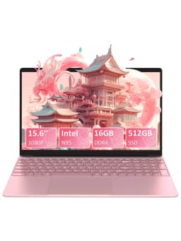15,6-Zoll-Laptop in Rosa, N95-Prozessor, 16 GB DDR4, 512 GB SSD, Entsperrung per Fingerabdruck, FHD-Display, hintergrundbeleuchtete Tastatur, Multi-Interface