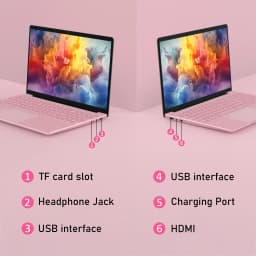 15,6-Zoll-Laptop in Rosa, N95-Prozessor, 16 GB DDR4, 512 GB SSD, Entsperrung per Fingerabdruck, FHD-Display, hintergrundbeleuchtete Tastatur, Multi-Interface