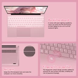 15,6-Zoll-Laptop in Rosa, N95-Prozessor, 16 GB DDR4, 512 GB SSD, Entsperrung per Fingerabdruck, FHD-Display, hintergrundbeleuchtete Tastatur, Multi-Interface