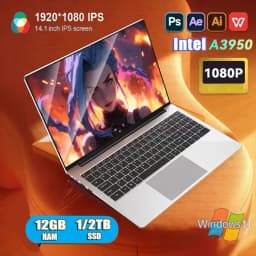 FUCHU 2026 NEW Laptop Windows 11 Intel ATOM X7 A3950 12GB RAM 512GB 1TB SSD 1920*1080 Office Study Computer PC