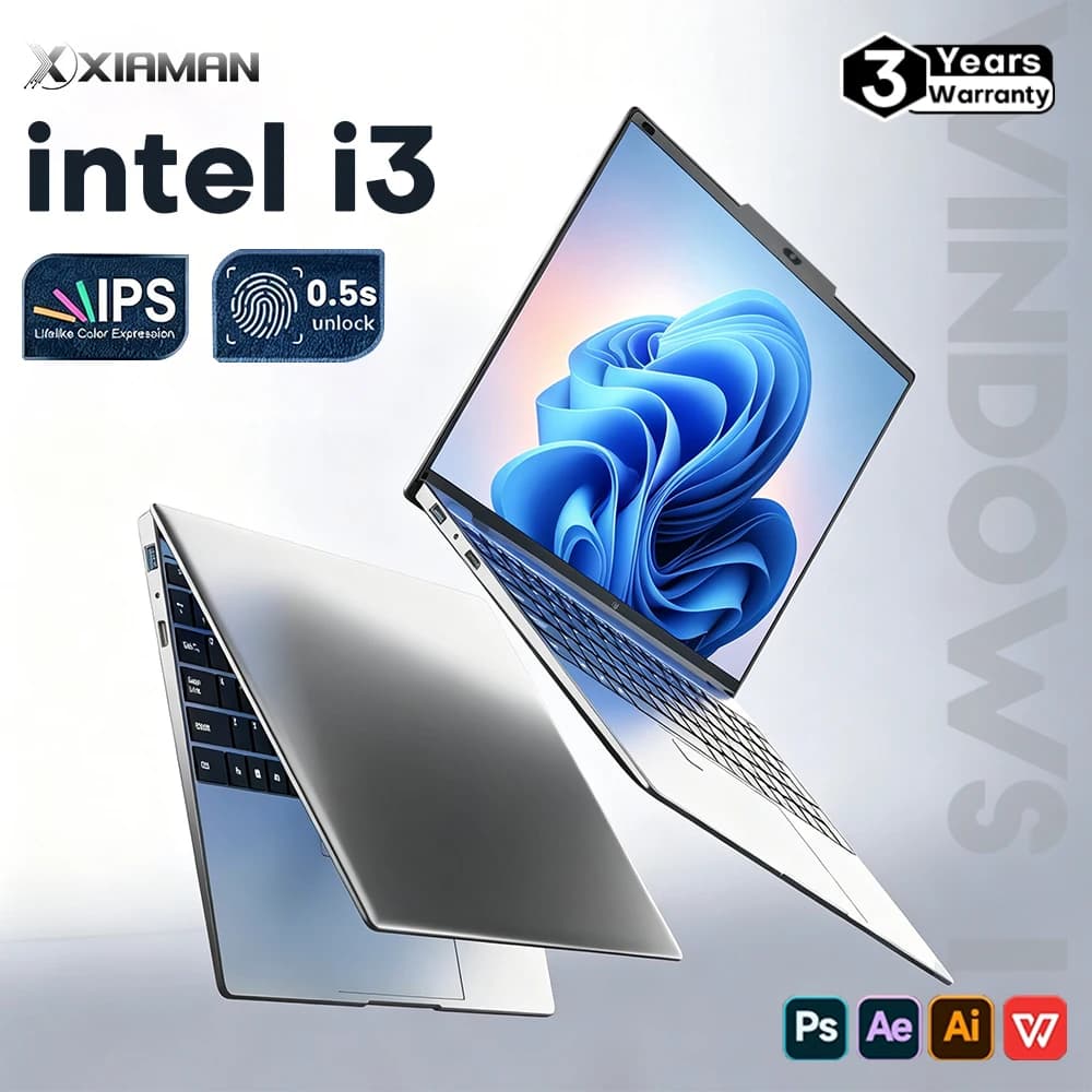 Xiaman 15.6 inch Windows 11 Laptop Computer Intel Core i3 6006U IPS 1080P Notebook PC Office Study Laptops Fingerprint Unlock