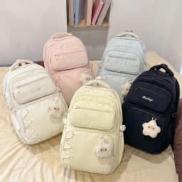 Young Women Backpack Korean Style Lightweight Nylon Multi-Compartment Casual Travel Bag