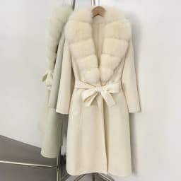 OFTBUY New Luxury Winter Clothes Outerwear Women Mid-Length 100% Wool Coat Real Fox Fur Collar Belted Wrap Woolen Jacket Female
