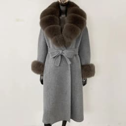 OFTBUY New Luxury Winter Clothes Outerwear Women Mid-Length 100% Wool Coat Real Fox Fur Collar Belted Wrap Woolen Jacket Female