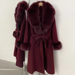 OFTBUY New Luxury Winter Clothes Outerwear Women Mid-Length 100% Wool Coat Real Fox Fur Collar Belted Wrap Woolen Jacket Female