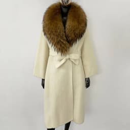 OFTBUY New Luxury Winter Clothes Outerwear Women Mid-Length 100% Wool Coat Real Fox Fur Collar Belted Wrap Woolen Jacket Female