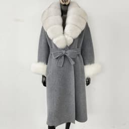 OFTBUY New Luxury Winter Clothes Outerwear Women Mid-Length 100% Wool Coat Real Fox Fur Collar Belted Wrap Woolen Jacket Female