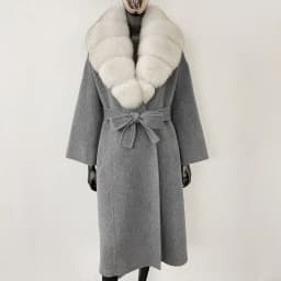OFTBUY New Luxury Winter Clothes Outerwear Women Mid-Length 100% Wool Coat Real Fox Fur Collar Belted Wrap Woolen Jacket Female
