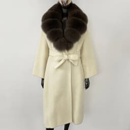 OFTBUY New Luxury Winter Clothes Outerwear Women Mid-Length 100% Wool Coat Real Fox Fur Collar Belted Wrap Woolen Jacket Female