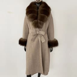 OFTBUY New Luxury Winter Clothes Outerwear Women Mid-Length 100% Wool Coat Real Fox Fur Collar Belted Wrap Woolen Jacket Female