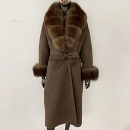 OFTBUY New Luxury Winter Clothes Outerwear Women Mid-Length 100% Wool Coat Real Fox Fur Collar Belted Wrap Woolen Jacket Female