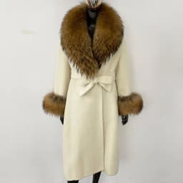 OFTBUY New Luxury Winter Clothes Outerwear Women Mid-Length 100% Wool Coat Real Fox Fur Collar Belted Wrap Woolen Jacket Female