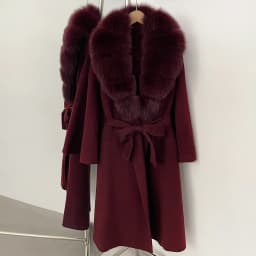 OFTBUY New Luxury Winter Clothes Outerwear Women Mid-Length 100% Wool Coat Real Fox Fur Collar Belted Wrap Woolen Jacket Female
