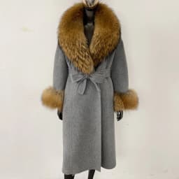 OFTBUY New Luxury Winter Clothes Outerwear Women Mid-Length 100% Wool Coat Real Fox Fur Collar Belted Wrap Woolen Jacket Female