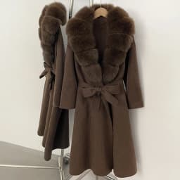 OFTBUY New Luxury Winter Clothes Outerwear Women Mid-Length 100% Wool Coat Real Fox Fur Collar Belted Wrap Woolen Jacket Female