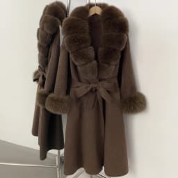 OFTBUY New Luxury Winter Clothes Outerwear Women Mid-Length 100% Wool Coat Real Fox Fur Collar Belted Wrap Woolen Jacket Female