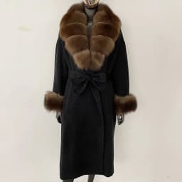 OFTBUY New Luxury Winter Clothes Outerwear Women Mid-Length 100% Wool Coat Real Fox Fur Collar Belted Wrap Woolen Jacket Female
