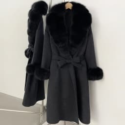 OFTBUY New Luxury Winter Clothes Outerwear Women Mid-Length 100% Wool Coat Real Fox Fur Collar Belted Wrap Woolen Jacket Female