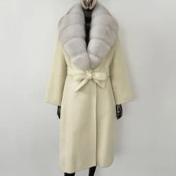 OFTBUY New Luxury Winter Clothes Outerwear Women Mid-Length 100% Wool Coat Real Fox Fur Collar Belted Wrap Woolen Jacket Female