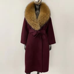 OFTBUY New Luxury Winter Clothes Outerwear Women Mid-Length 100% Wool Coat Real Fox Fur Collar Belted Wrap Woolen Jacket Female