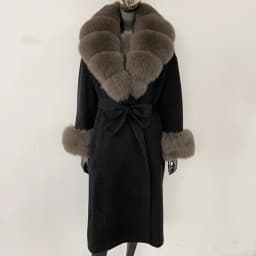 OFTBUY New Luxury Winter Clothes Outerwear Women Mid-Length 100% Wool Coat Real Fox Fur Collar Belted Wrap Woolen Jacket Female