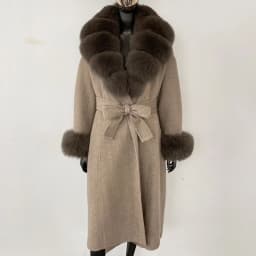 OFTBUY New Luxury Winter Clothes Outerwear Women Mid-Length 100% Wool Coat Real Fox Fur Collar Belted Wrap Woolen Jacket Female