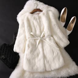 Hot Sale Women Brand Winter 100% Genuine Real Rabbit Fur Coat Natural Warm Rabbit Fur Jacket Lady Fashio Long Real Fur Outerwear