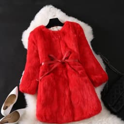 Hot Sale Women Brand Winter 100% Genuine Real Rabbit Fur Coat Natural Warm Rabbit Fur Jacket Lady Fashio Long Real Fur Outerwear