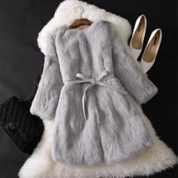 Hot Sale Women Brand Winter 100% Genuine Real Rabbit Fur Coat Natural Warm Rabbit Fur Jacket Lady Fashio Long Real Fur Outerwear