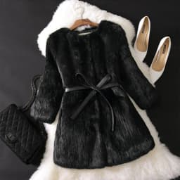 Hot Sale Women Brand Winter 100% Genuine Real Rabbit Fur Coat Natural Warm Rabbit Fur Jacket Lady Fashio Long Real Fur Outerwear