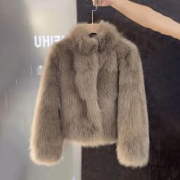 Women's Short Thickened Faux Fur Jacket 2025 New Autumn Winter Warm Stand Collar Casual Loose Fit Fashion Outerwear