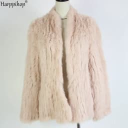 2021 Hot sale knitted rabbit fur jacket popuplar fashion fur jacket winter fur coat for women*harppihop