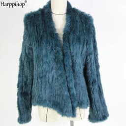 2021 Hot sale knitted rabbit fur jacket popuplar fashion fur jacket winter fur coat for women*harppihop