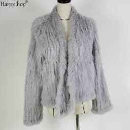 2021 Hot sale knitted rabbit fur jacket popuplar fashion fur jacket winter fur coat for women*harppihop