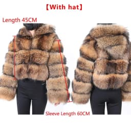 2026 Maomaokong Real Fur Coat Women Natural Raccoon Fur Jacket Female Winter Warm Fox Fur Coat High Quality Long Sleeve With Hat