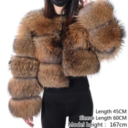 2026 Maomaokong Real Fur Coat Women Natural Raccoon Fur Jacket Female Winter Warm Fox Fur Coat High Quality Long Sleeve With Hat
