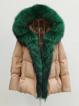 New Fashion Outerwear Puffer Jacket 2024 Women Coat White Duck Down Jacket Super Large Real Silver Fox Fur Collar Hooded