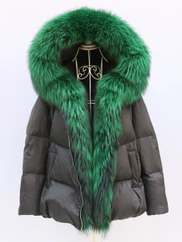New Fashion Outerwear Puffer Jacket 2024 Women Coat White Duck Down Jacket Super Large Real Silver Fox Fur Collar Hooded