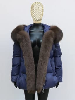 New Fashion Outerwear Puffer Jacket 2024 Women Coat White Duck Down Jacket Super Large Real Silver Fox Fur Collar Hooded