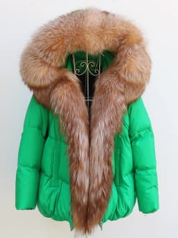 New Fashion Outerwear Puffer Jacket 2024 Women Coat White Duck Down Jacket Super Large Real Silver Fox Fur Collar Hooded