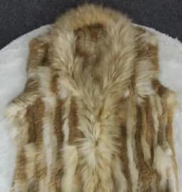 womens natural real rabbit fur vest with raccoon fur collar waistcoat/jackets with pocket rex rabbit knitted winter