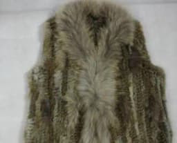 womens natural real rabbit fur vest with raccoon fur collar waistcoat/jackets with pocket rex rabbit knitted winter