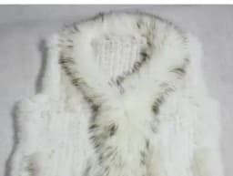 womens natural real rabbit fur vest with raccoon fur collar waistcoat/jackets with pocket rex rabbit knitted winter