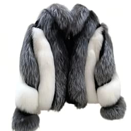 Luxury Genuine Silver Fox Fur Jacket Real Natural Coat Full Sleeves Winter Plush Red Outerwear for Fashionable Cold Weather