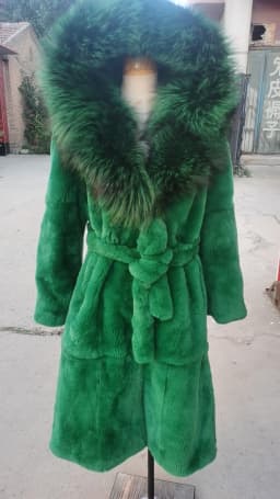 FURTJY Natural Fur Real Fur Coat Lexus Natural Rabbit Fur Coat Woman Fox Fur Collar Thick Warm Overcoat Luxury Outerwear
