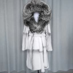 FURTJY Natural Fur Real Fur Coat Lexus Natural Rabbit Fur Coat Woman Fox Fur Collar Thick Warm Overcoat Luxury Outerwear