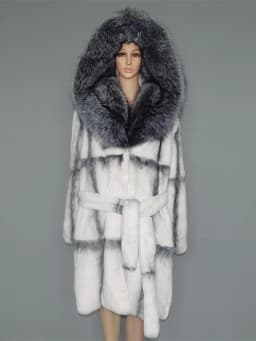 FURTJY Natural Fur Real Fur Coat Lexus Natural Rabbit Fur Coat Woman Fox Fur Collar Thick Warm Overcoat Luxury Outerwear