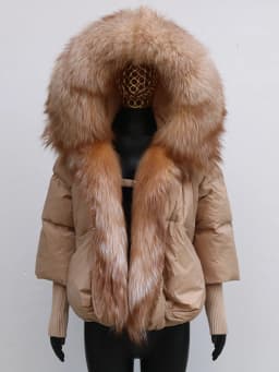 Women Coat White Duck Down Jacket Super Large Real Red Fox Fur Collar Hooded New Fashion Outerwear Puffer Jacket New